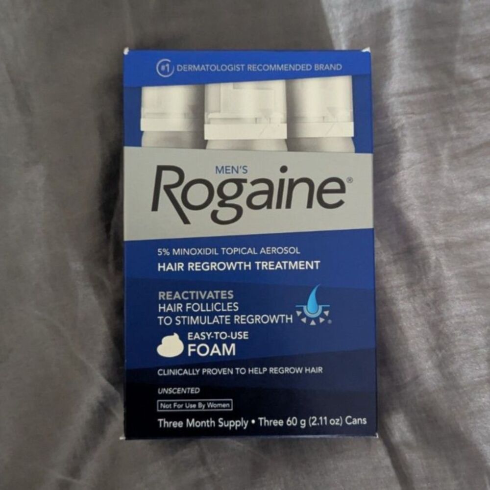 Rogaine Minoxidil Unscented Men's Hair Regrowth Foam, 3 MONTH Supply Unopened